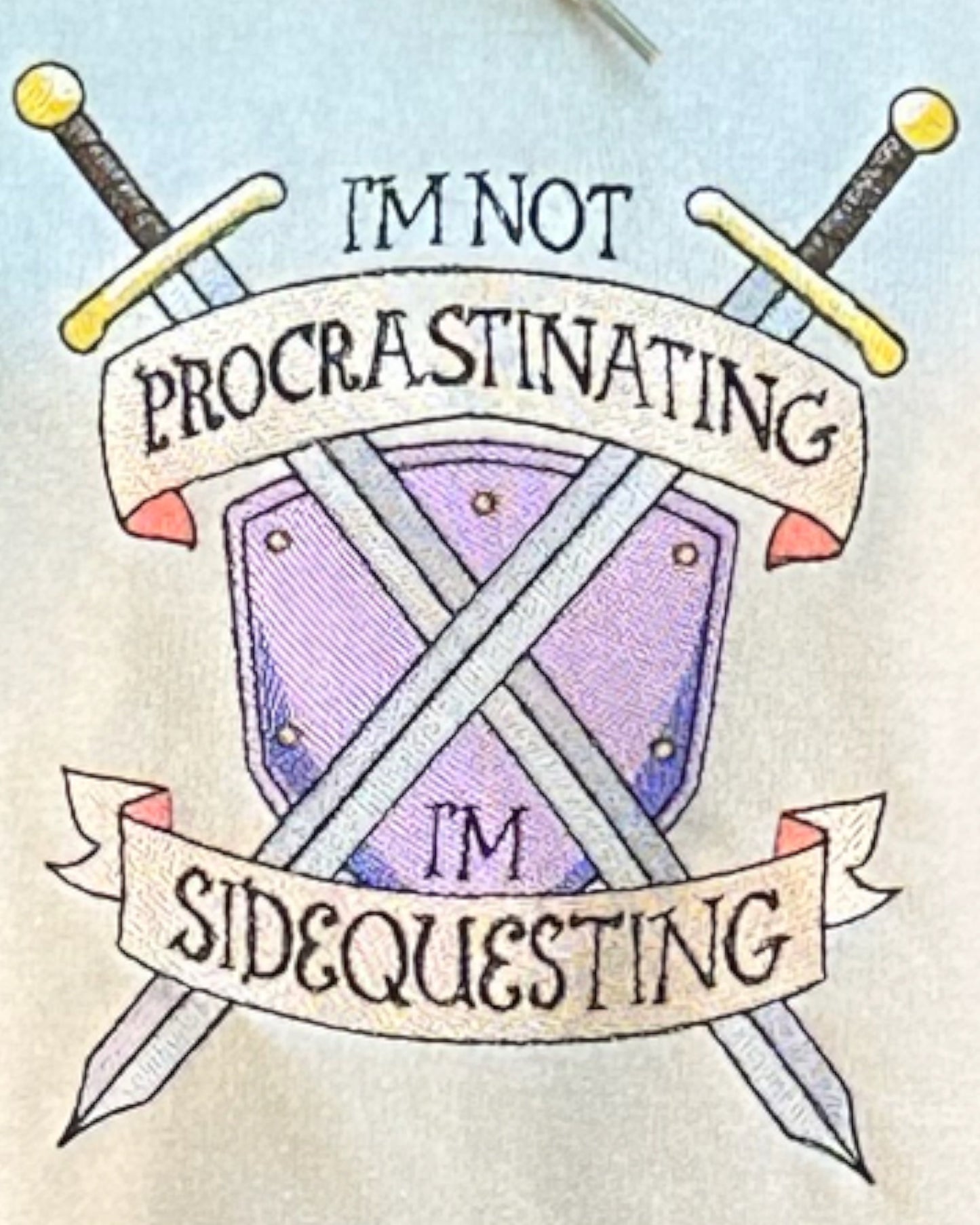 Procrastinating and Sidequesting Shield Hoodie