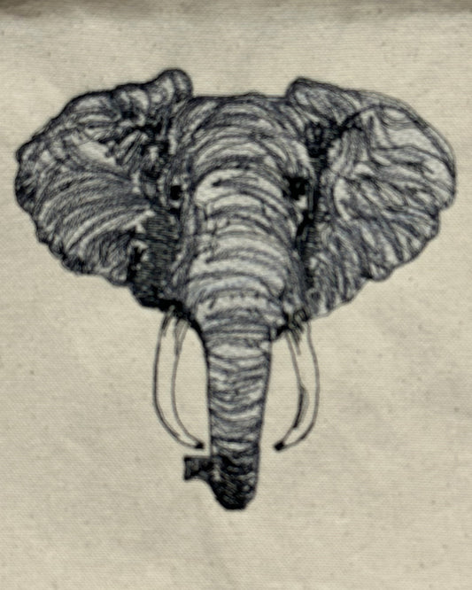 Black and gray stitch "Elephant" bag
