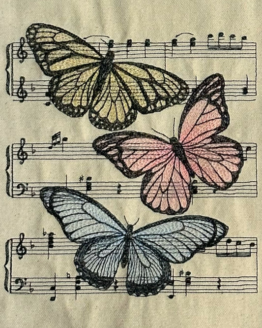 Butterflies & Musical Notes Tote Bag