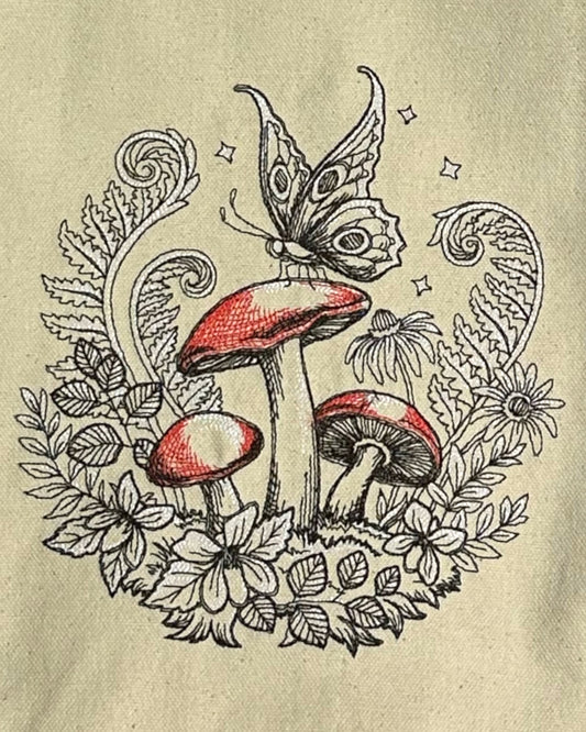 Woodland Mushroom Moth Tote Bag