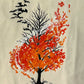 Tote with Wind Blown leaves and Black Birds