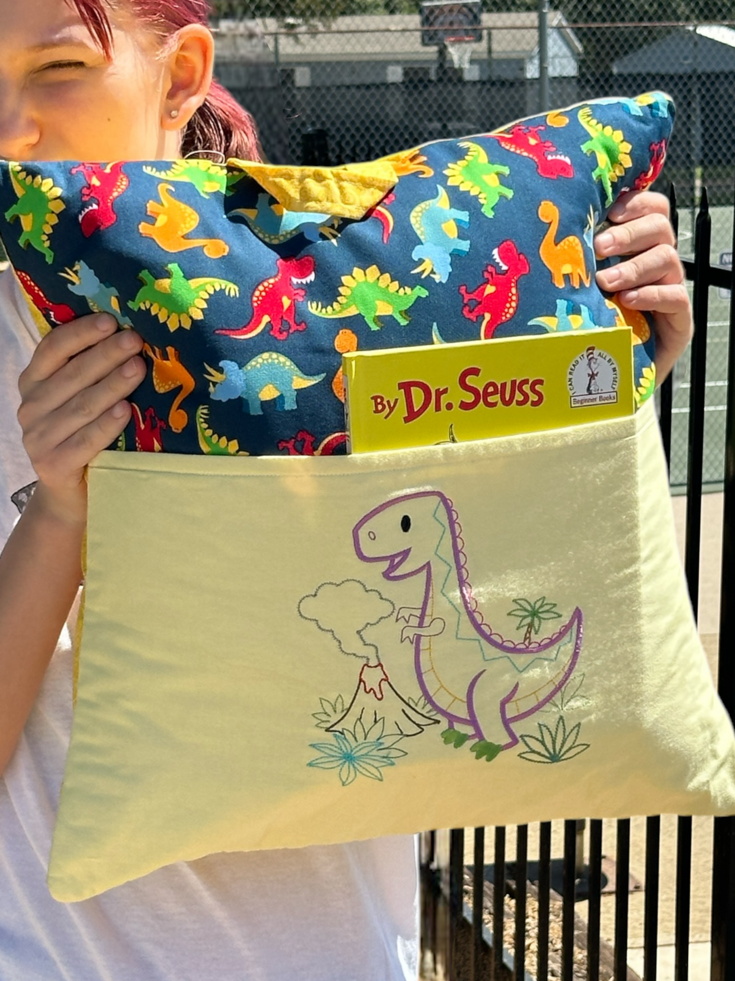Handcrafted Reading Pillow - Baby Dragon with Volcano