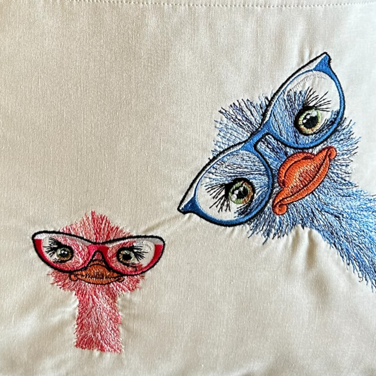 Hand Reading Pillow - Eye Glass Wearing Ostriches