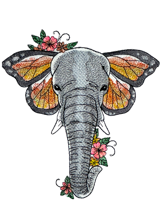 Elephant Butterfly Short Sleeves Tee Shirt