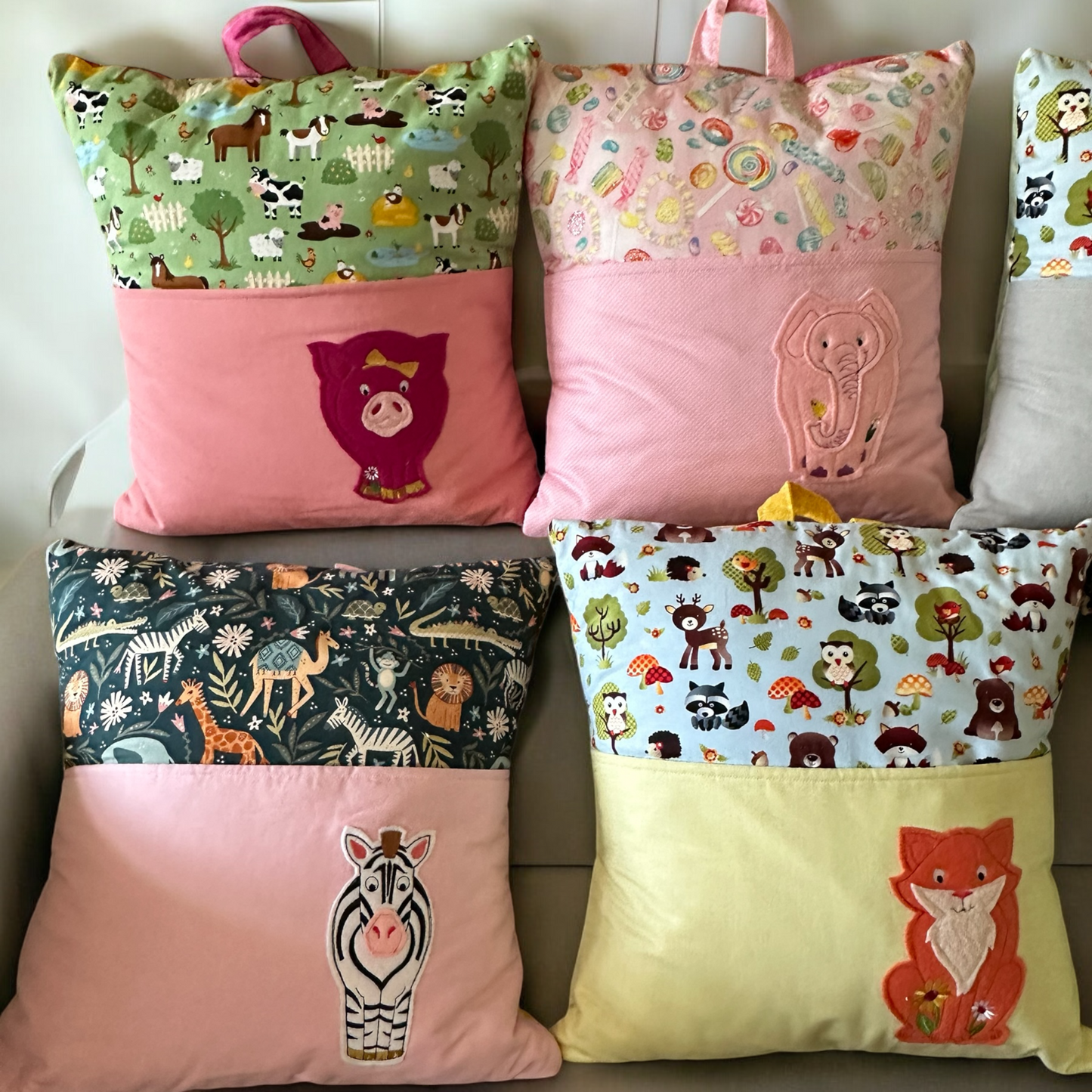 Handcrafted Reading Pillows - Animal Appliques
