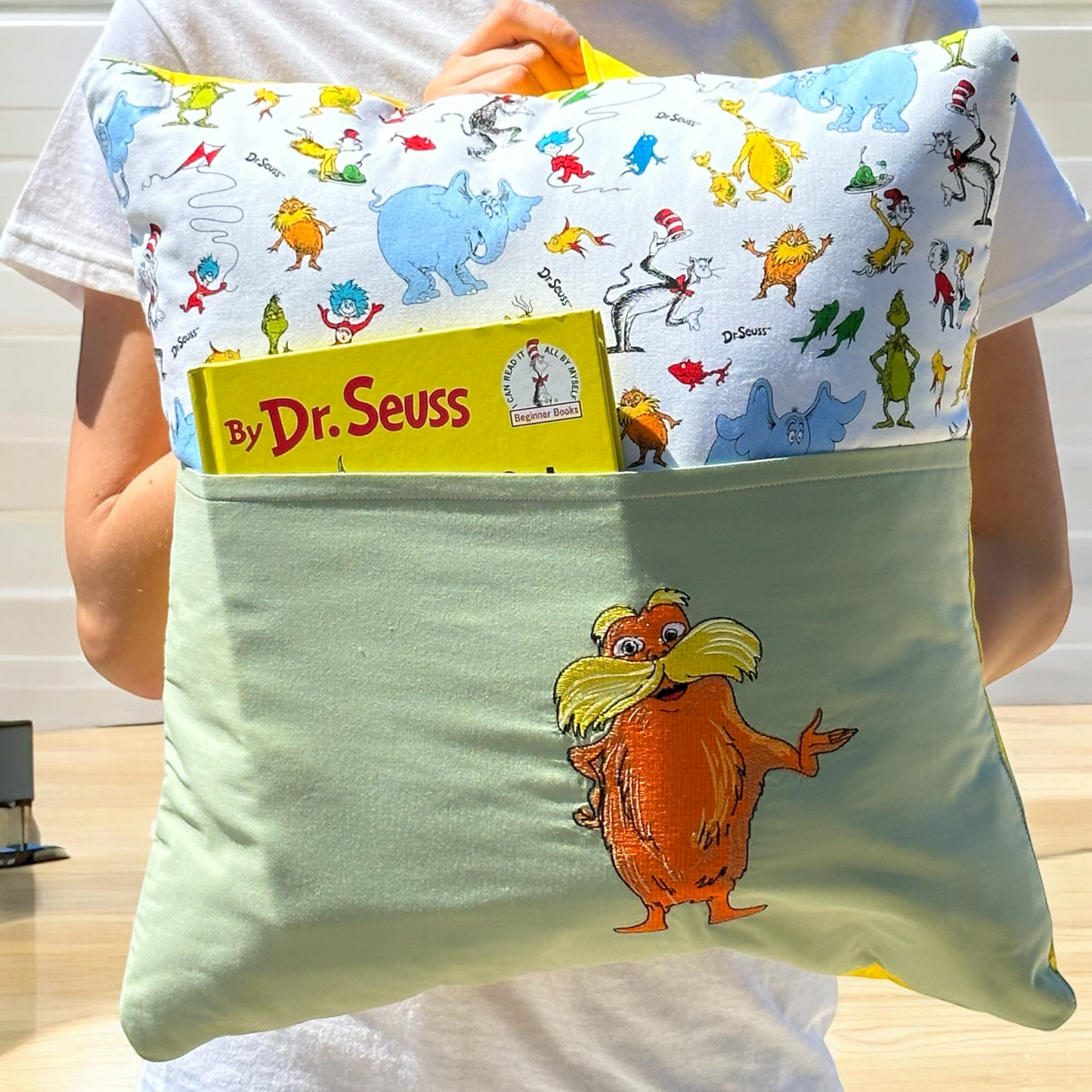 Handcrafted Reading Pillow - Mustached Character