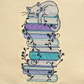 Handcrafted Reading Pillow - Cat Lounging on Stack of Books