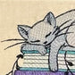 Handcrafted Reading Pillow - Cat Lounging on Stack of Books