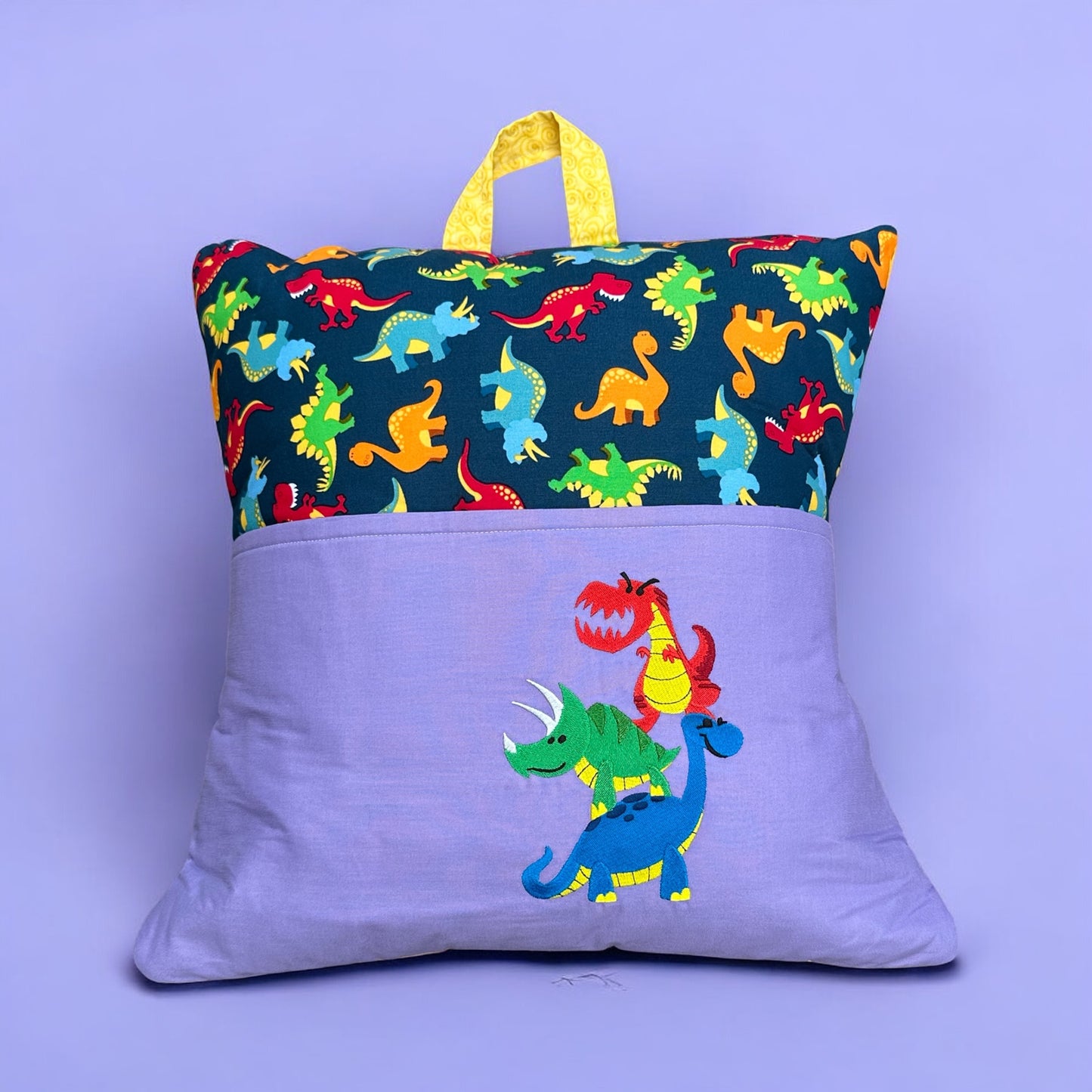 Handcrafted Reading Pillow - Dinosaur Stacked