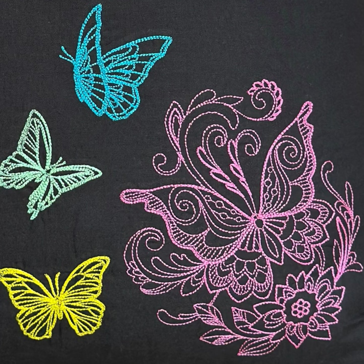 Handcrafted Reading Pillow - Bird Butterflies Floral