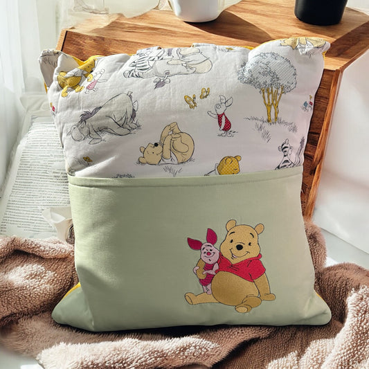 Handcrafted Reading Pillow - Bear and Pig theme