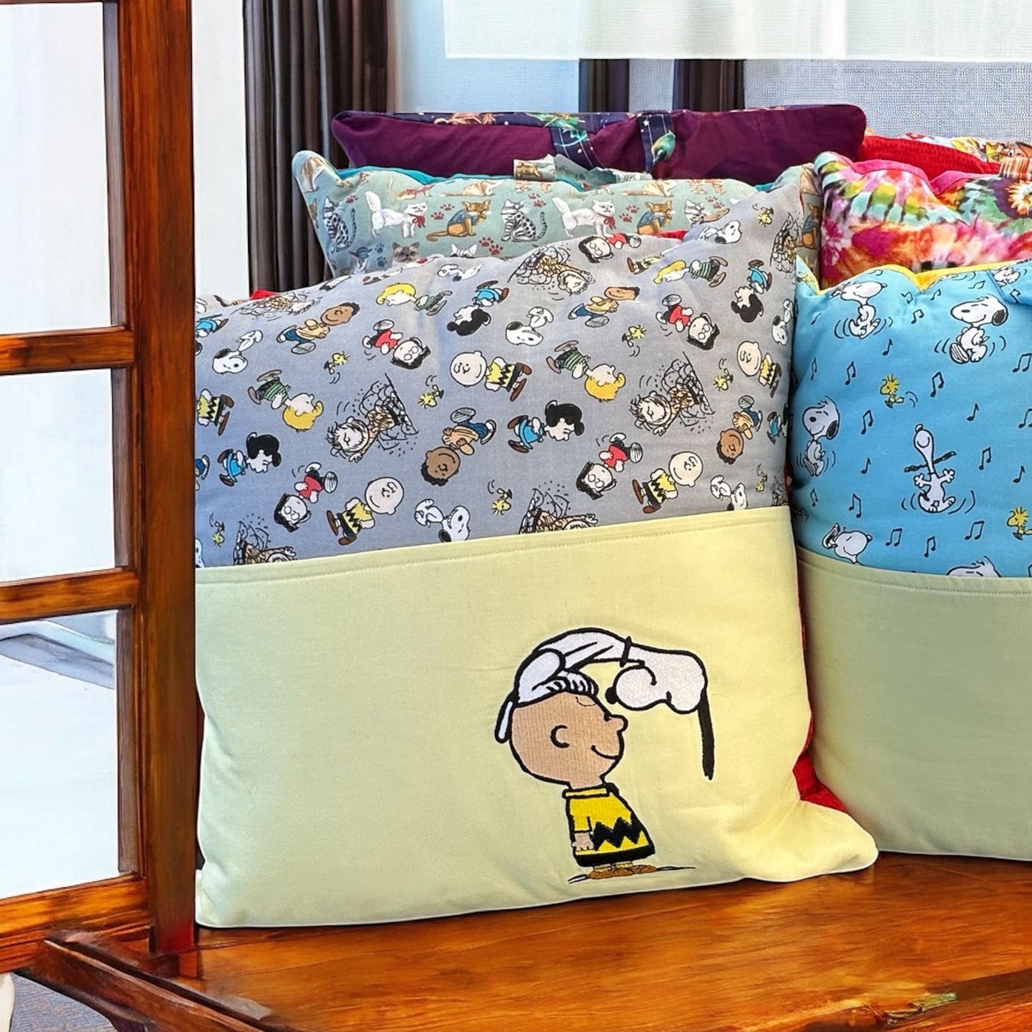 Handcrafted eading Pillow - Boy And His Dog