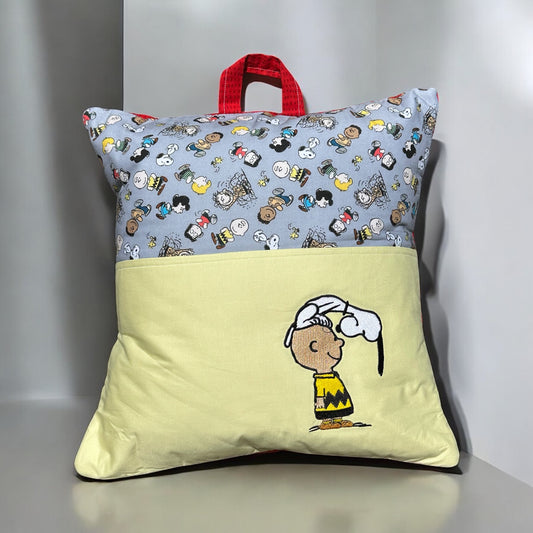 Handcrafted eading Pillow - Boy And His Dog