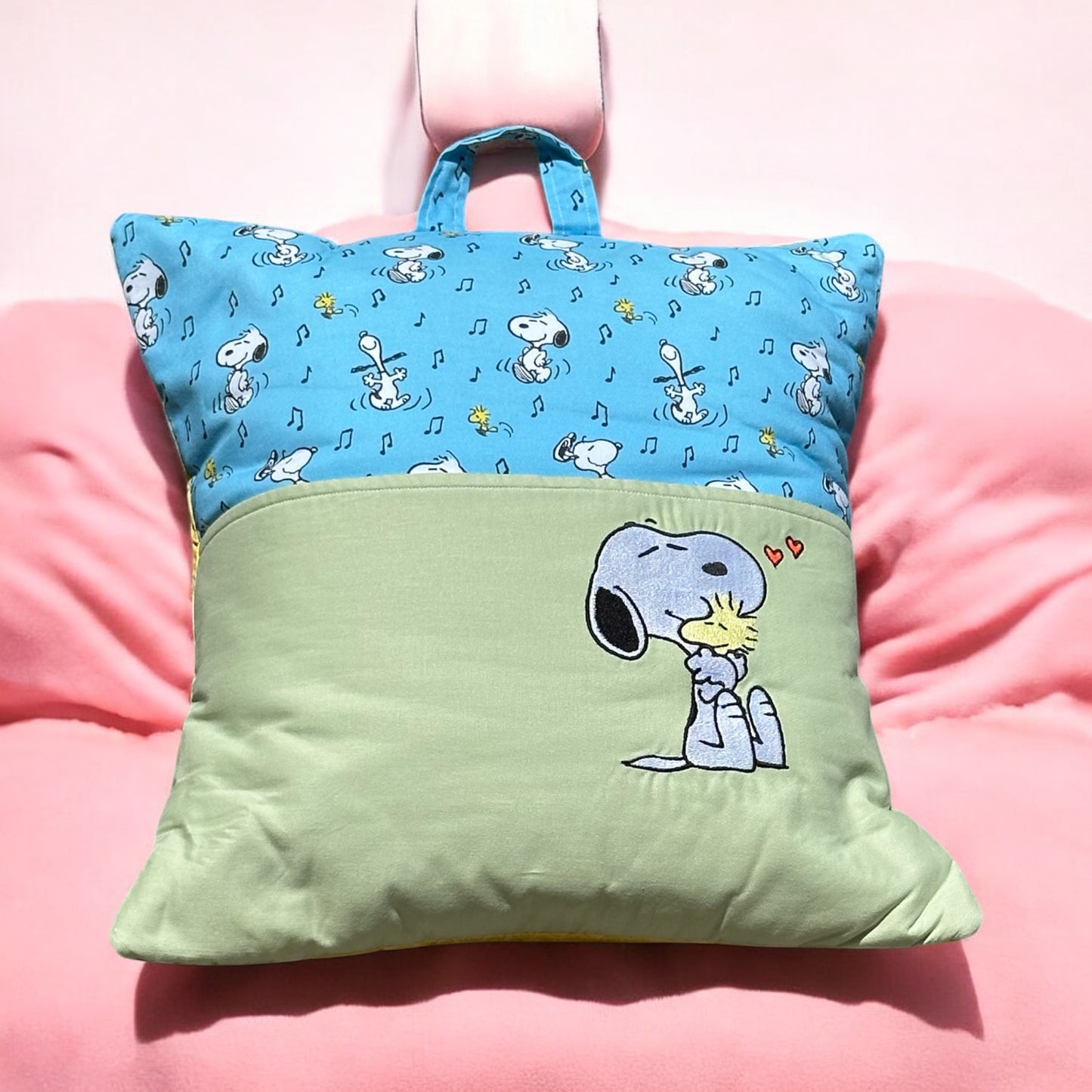 Handcrafted Reading Pillow - Loving Dog and Bird