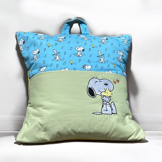 Handcrafted Reading Pillow - Loving Dog and Bird