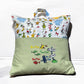 Handcrafted Reading Pillow - Yellow Green Red Blue Fishes