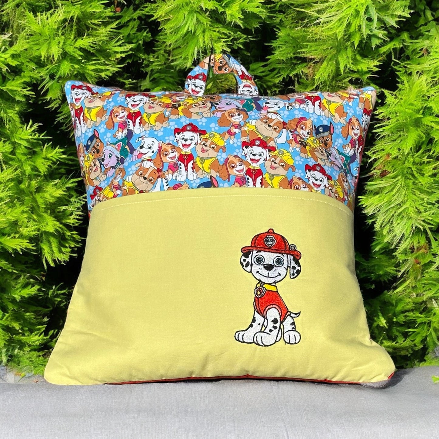 Handcrafted Reading Pillow - Firefighter Pup