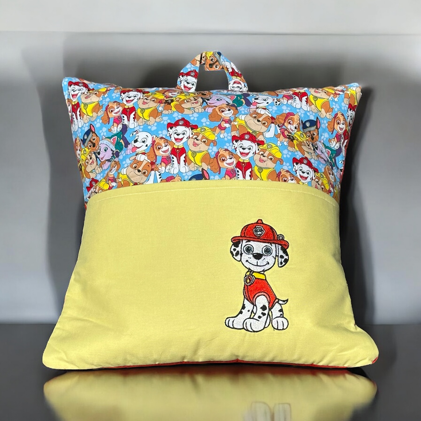 Handcrafted Reading Pillow - Firefighter Pup