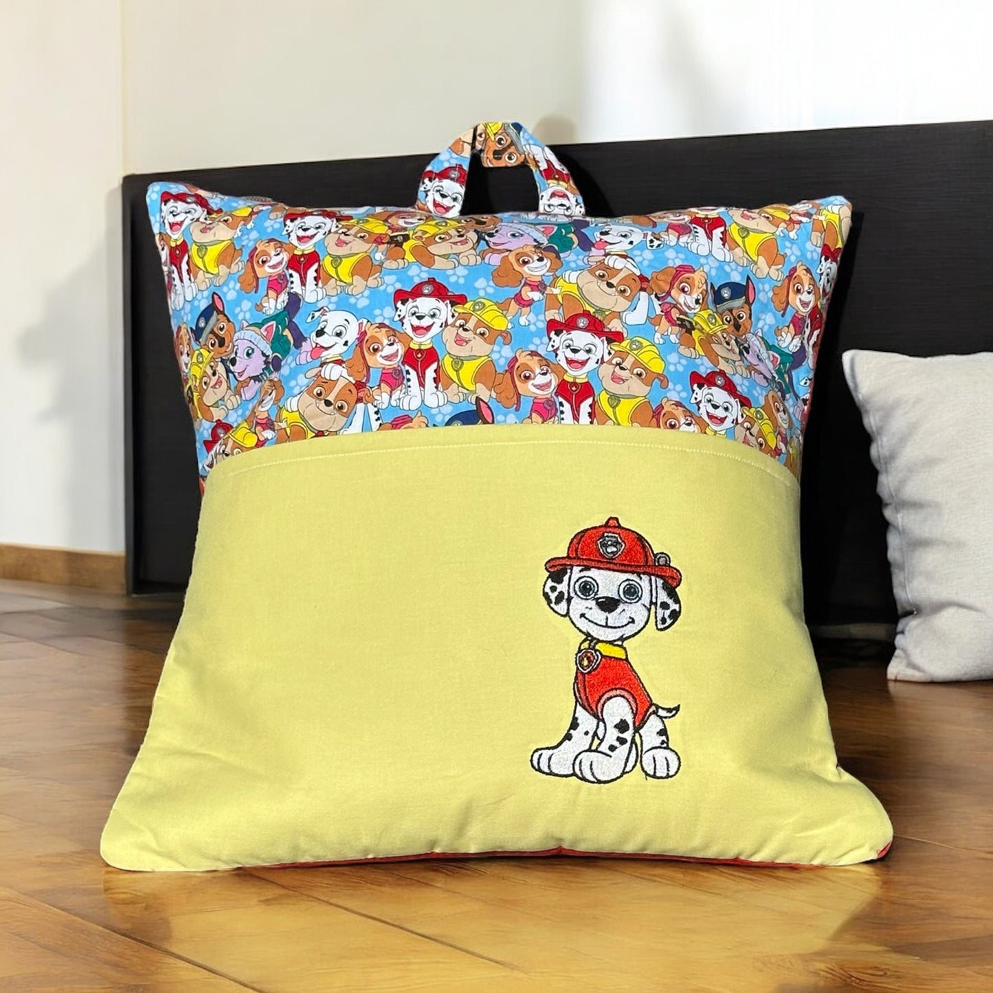 Handcrafted Reading Pillow - Firefighter Pup