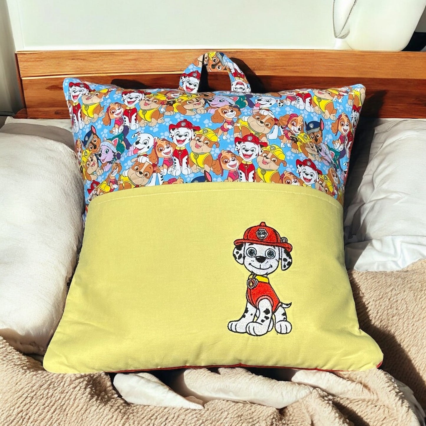 Handcrafted Reading Pillow - Firefighter Pup