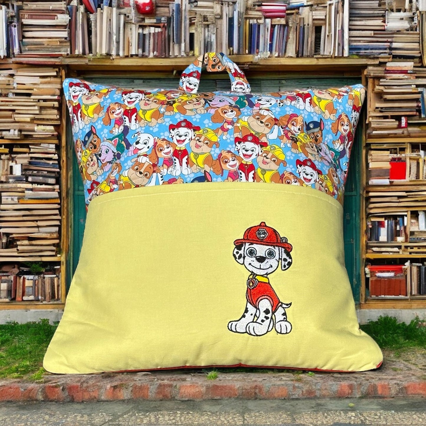 Handcrafted Reading Pillow - Firefighter Pup