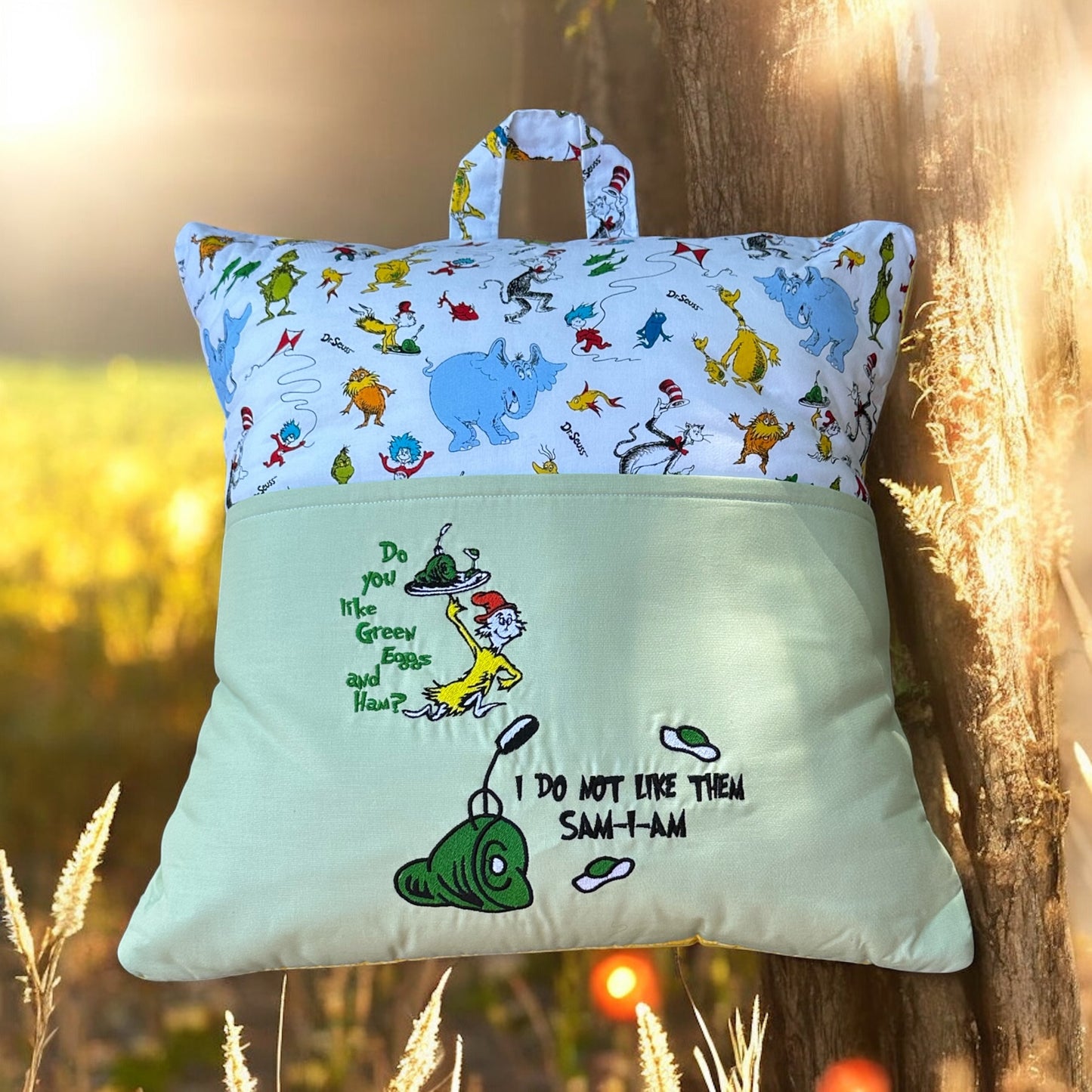 Handcrafted Reading Pillow - Eggs & Ham