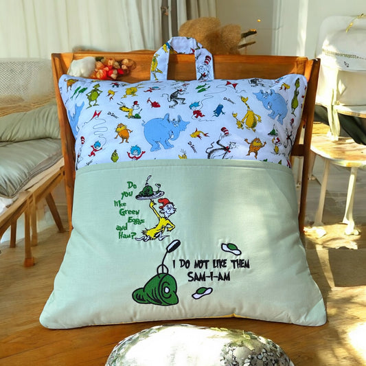 Handcrafted Reading Pillow - Eggs & Ham