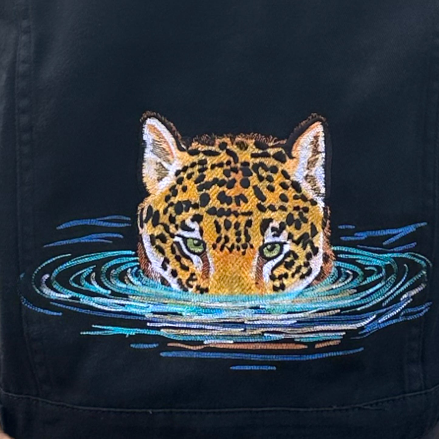 Leopard Emerging From Water Denim Jacket