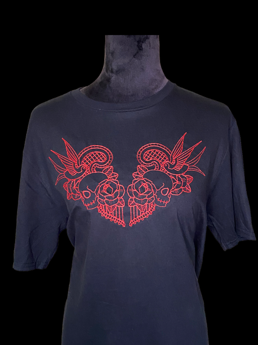 Folk tattoo skull & roses t-shirt