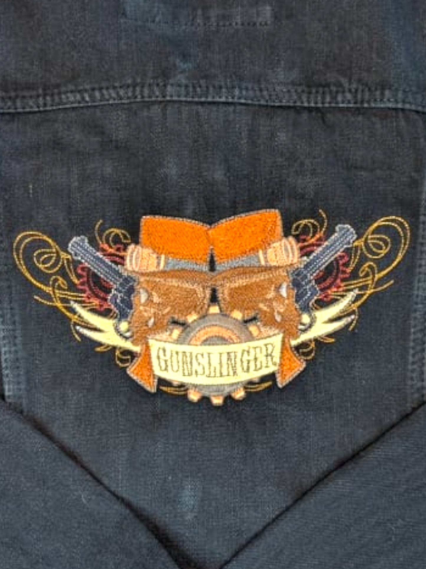 Gunslinger skull denim jacket
